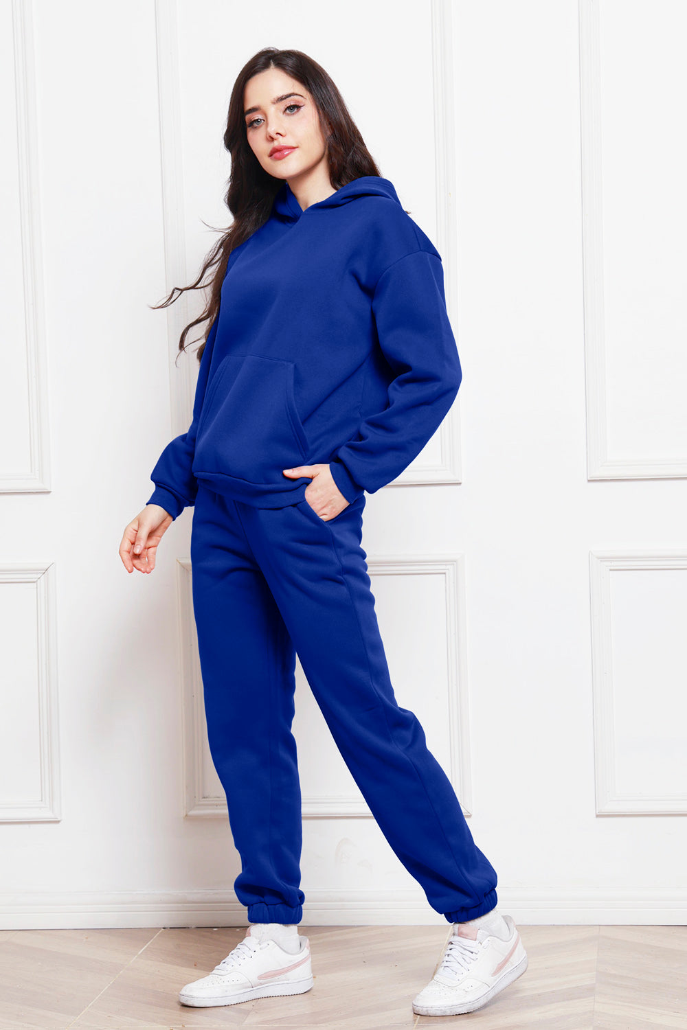 Drop Shoulder Long Sleeve Hoodie and Pants Set 