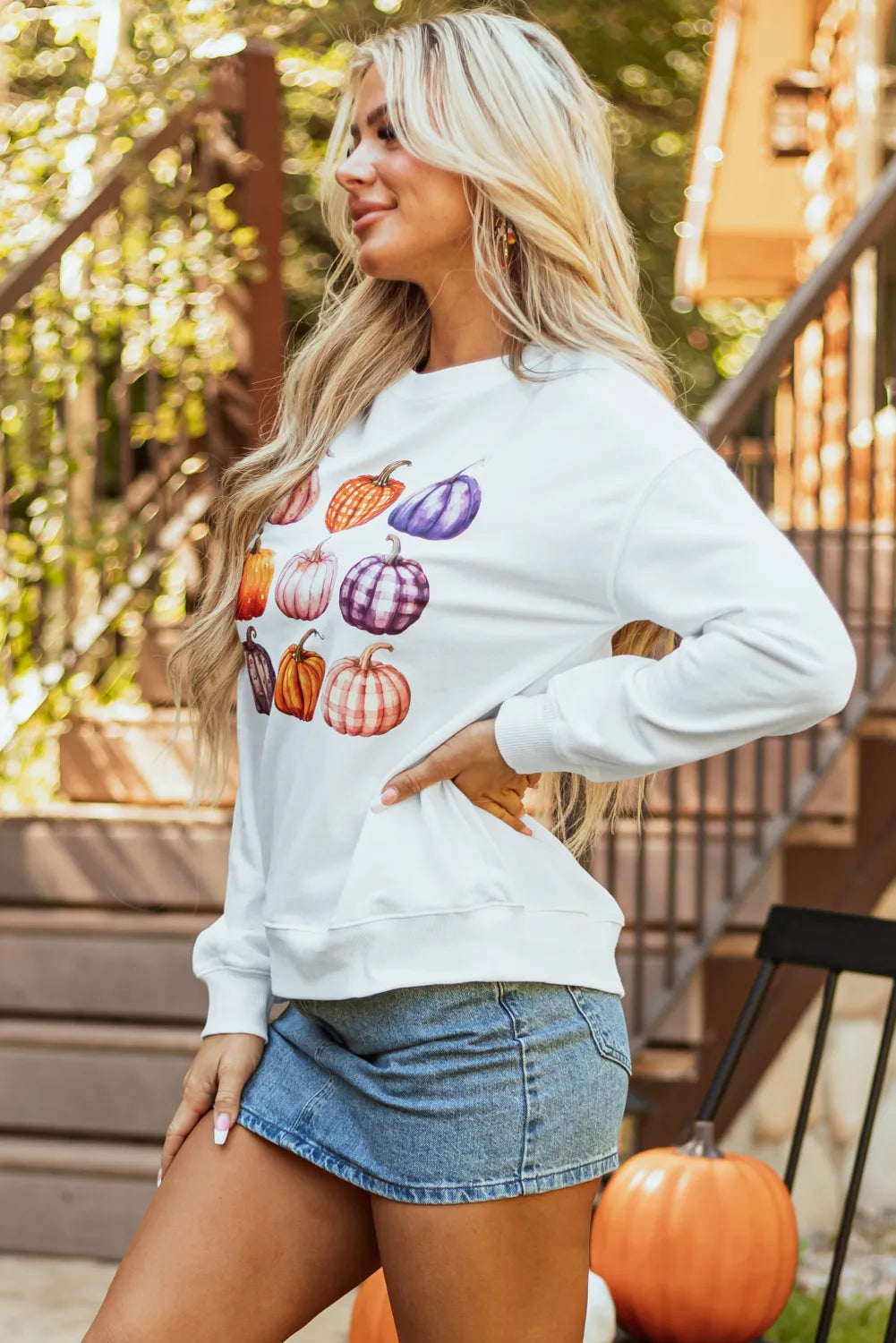 Pumpkin Graphic Long Sleeve Sweatshirt 