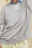 Side Slit Round Neck Long Sleeve Sweatshirt 