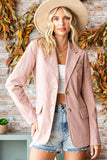 First Love Full Size Single-Breasted Flap Pocket Corduroy Blazer 