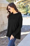 Basic Bae Full Size Ribbed Round Neck Long Sleeve Knit Top 