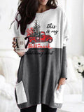 Full Size Graphic Two-Tone Round Neck Long Sleeve T-Shirt 