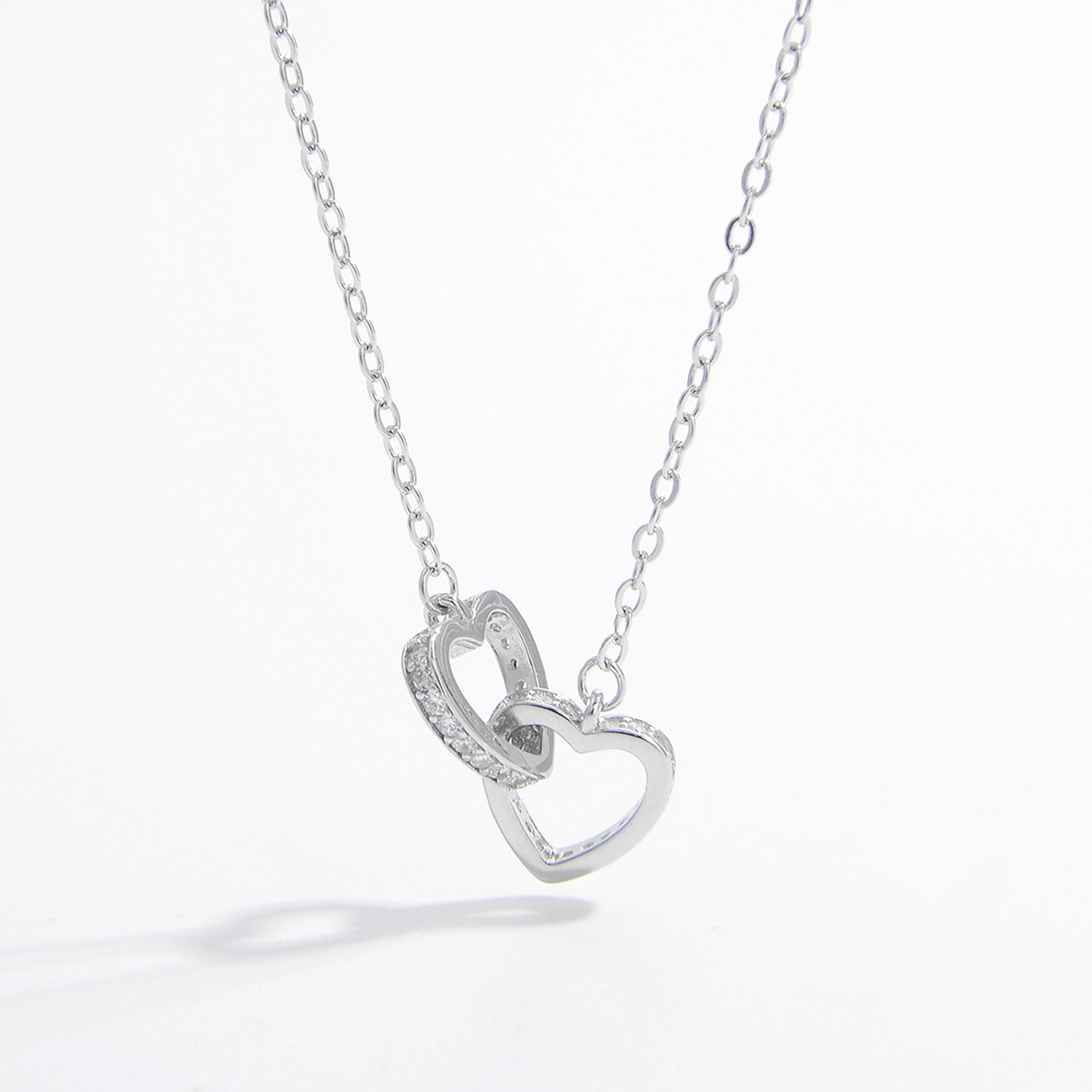 925 Sterling Silver Inlaid Zircon Heart Necklace 