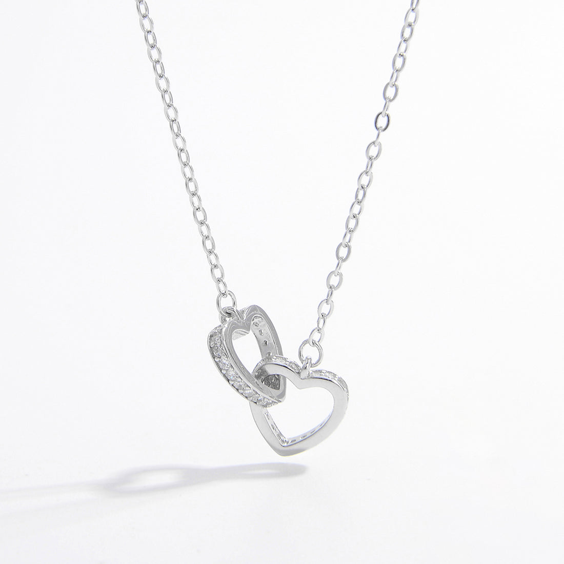 925 Sterling Silver Inlaid Zircon Heart Necklace 