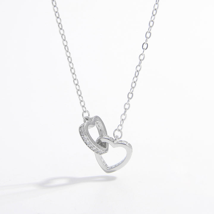 925 Sterling Silver Inlaid Zircon Heart Necklace 