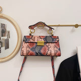 PU Leather Snakeskin Print Crossbody Bag 