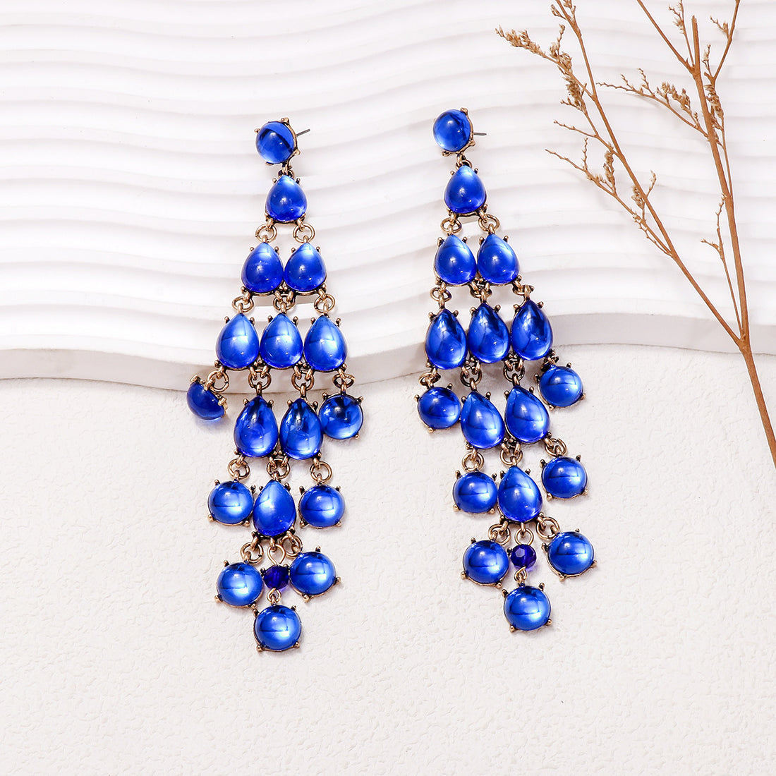 Alloy & Rhinestone Teardrop Earrings 