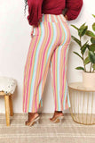 Double Take Striped Smocked Waist Pants with Pockets 