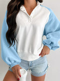 Color Block Snap Buttons Sweatshirt 