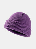 Distressed Cuffed Knit Hat 