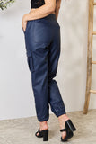 Kancan High Waist Faux Leather Cargo Joggers 