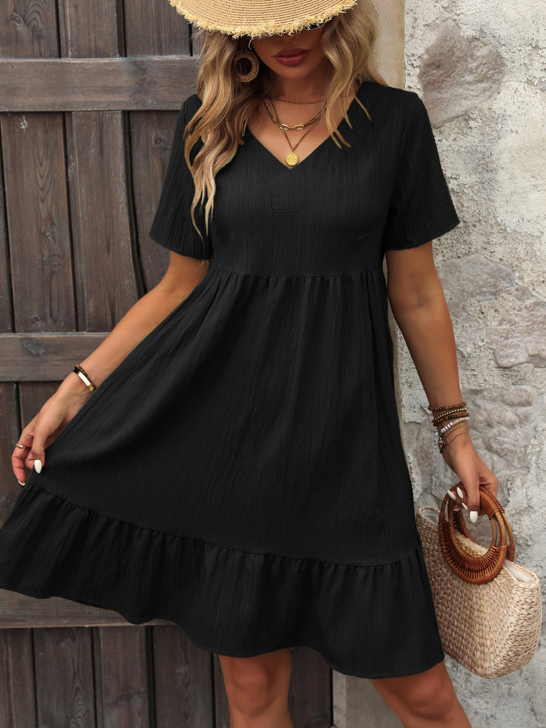 Ivy Lane V-Neck Short Sleeve Mini Dress 
