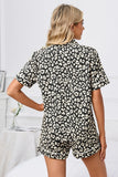 Full Size Leopard Short Sleeve Top and Shorts Lounge Set Plus Size Lingerie & Nightwear