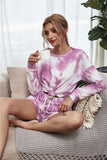 Tie-Dye Dropped Shoulder Top and Shorts Lounge Set Lingerie & Nightwear