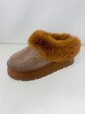 WILD DIVA Embellished Faux Fur Platform Booties 