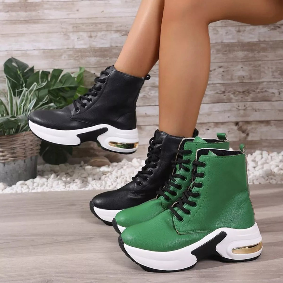 Lace Up Platform Ankle Boots 