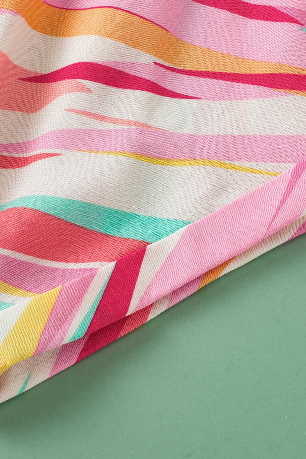 Plus Size Printed Notched Short Sleeve Blouse 