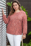 Plus Size Leopard Long Sleeve T-Shirt 