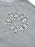 Perfee Cutout Pearl Round Neck Long Sleeve Sweatshirt 