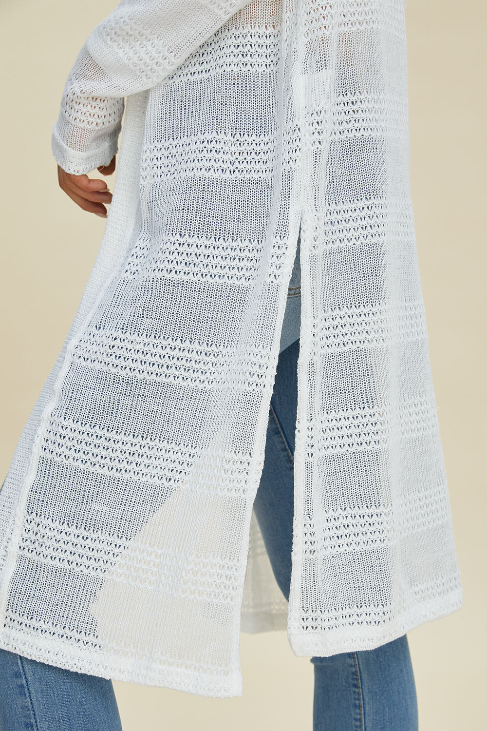 Double Take Full Size Open Front Longline Cardigan 