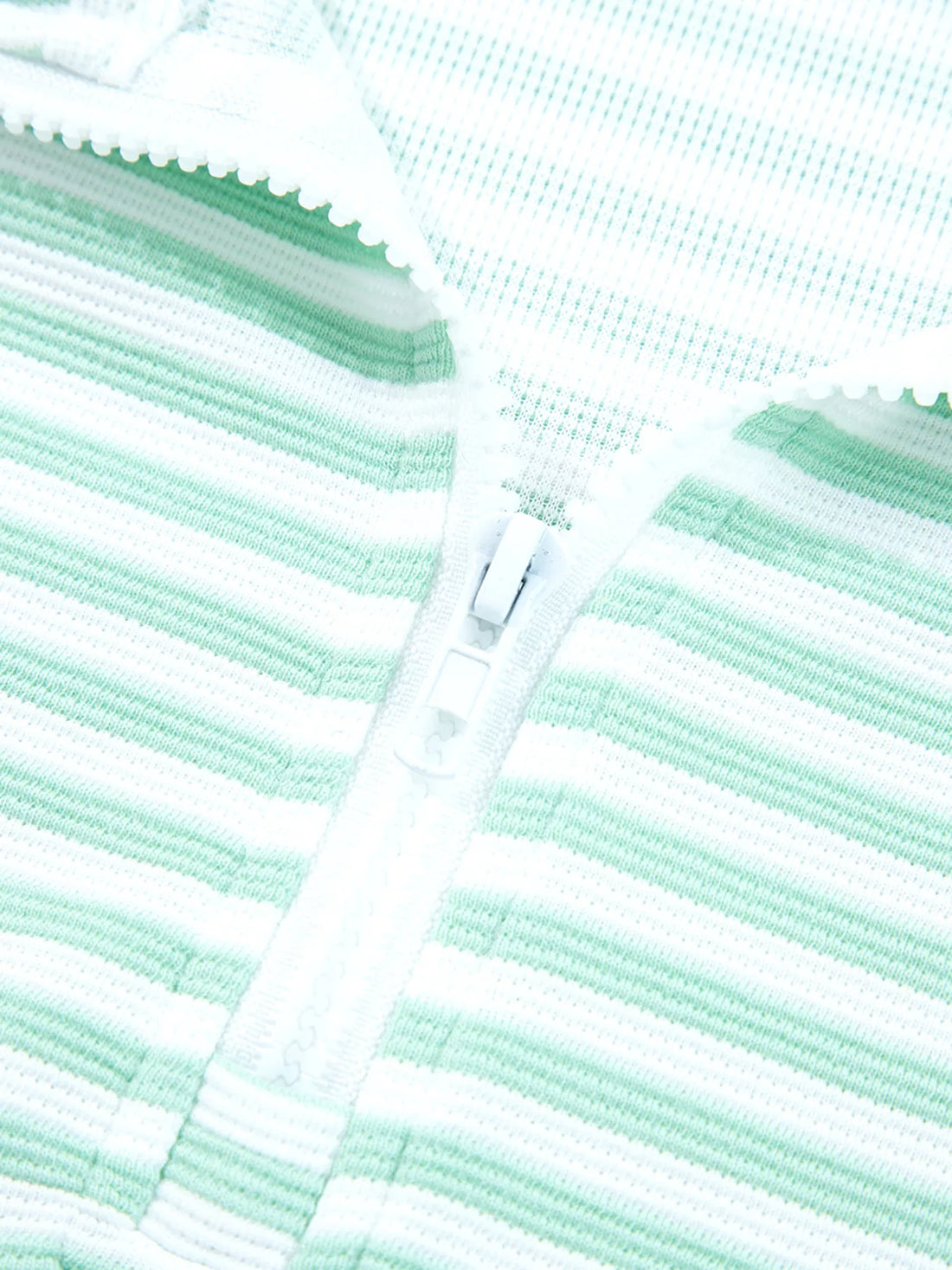 Stripe Quarter Zip Collar Long Sleeve Top 