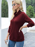 Drawstring Mock Neck Raglan Sleeve T-Shirt 