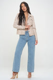 Coalition LA Button Down Cargo Vegan Leather Shacket 