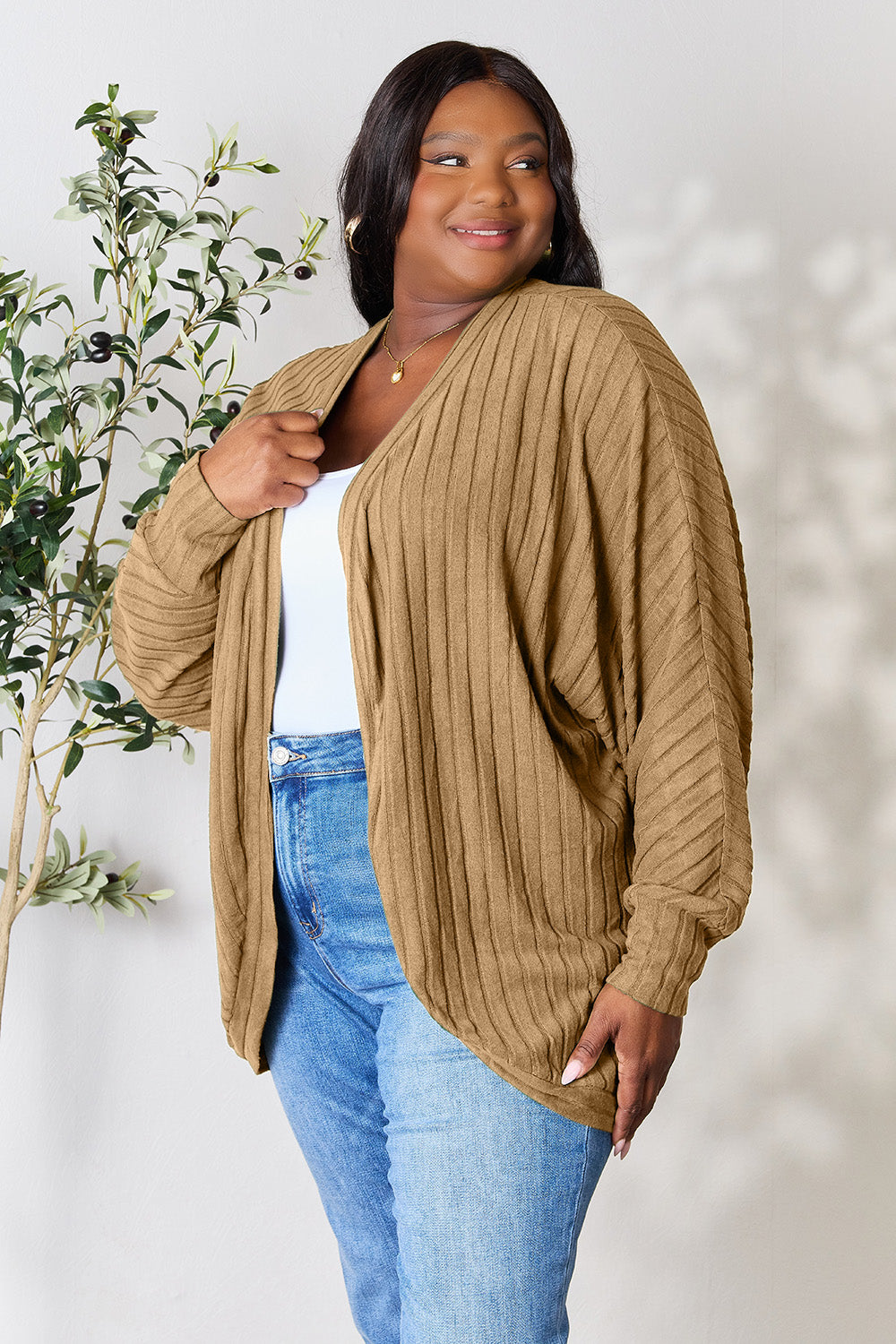 Basic Bae Full Size Ribbed Cocoon Cardigan 