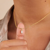 Titanium Steel Inlaid Zircon Pendant Necklace 