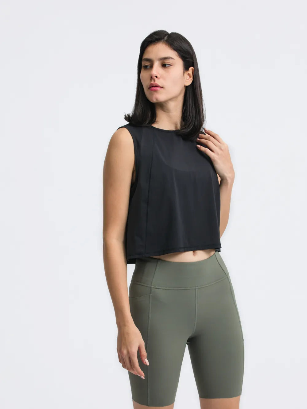 Millennia Round Neck Cropped Active Tank 