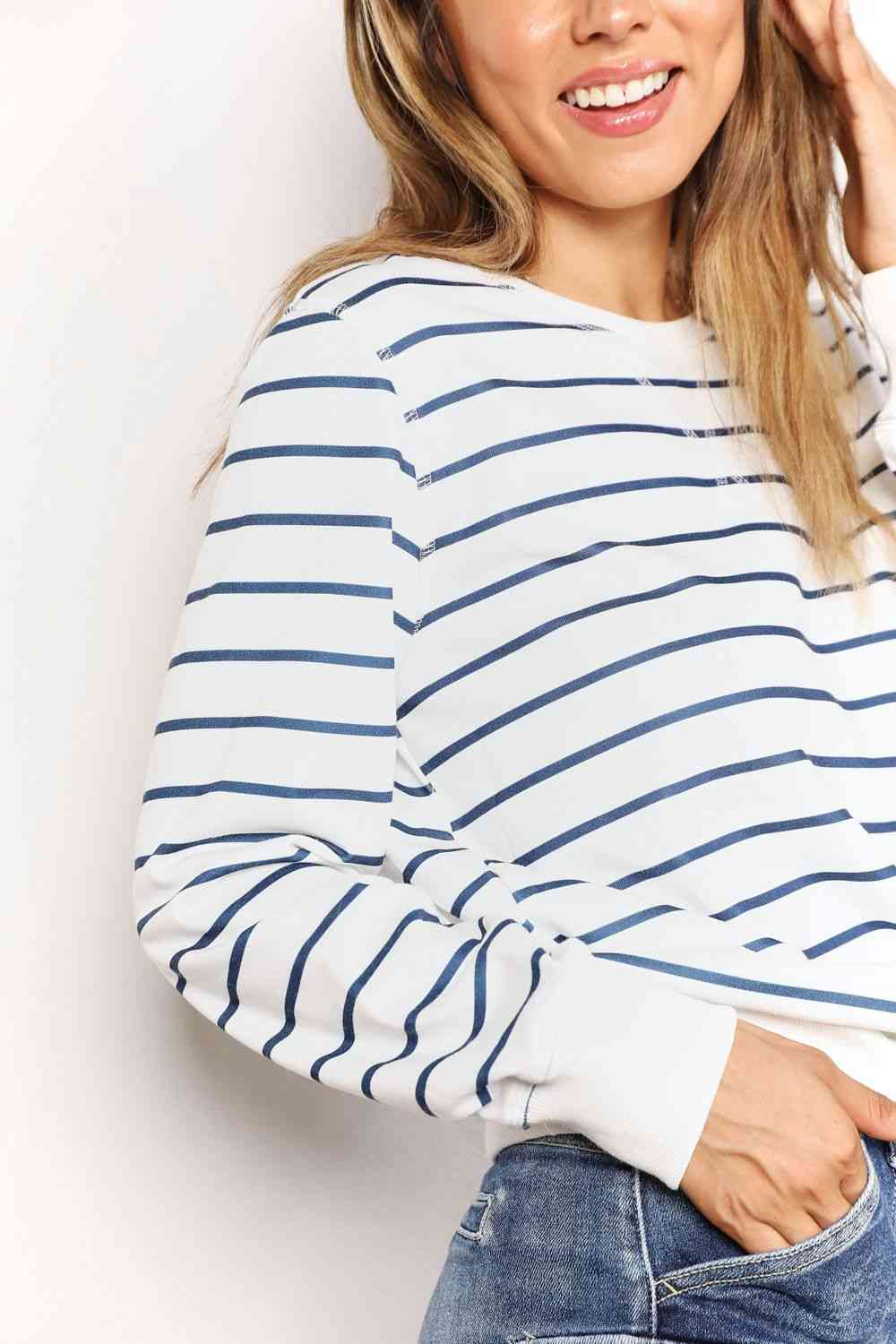 Double Take Striped Long Sleeve Round Neck Top 