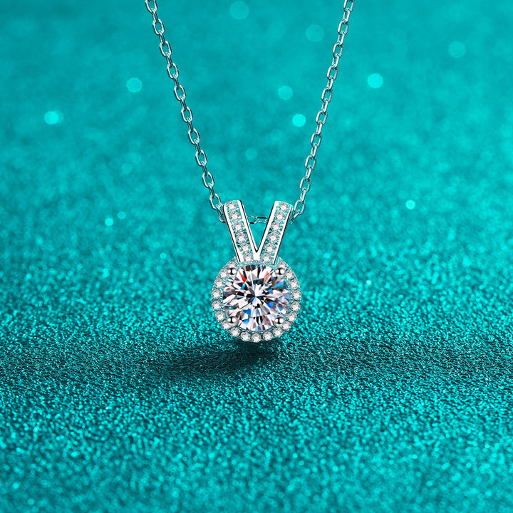 1 Carat Moissanite Rabbit Ears Shape Pendant Necklace 