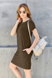 Basic Bae Full Size Round Neck Short Sleeve Dress with Pockets 