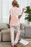 Shiny Tie-Dye Tee and Drawstring Waist Joggers Lounge Set Lingerie & Nightwear
