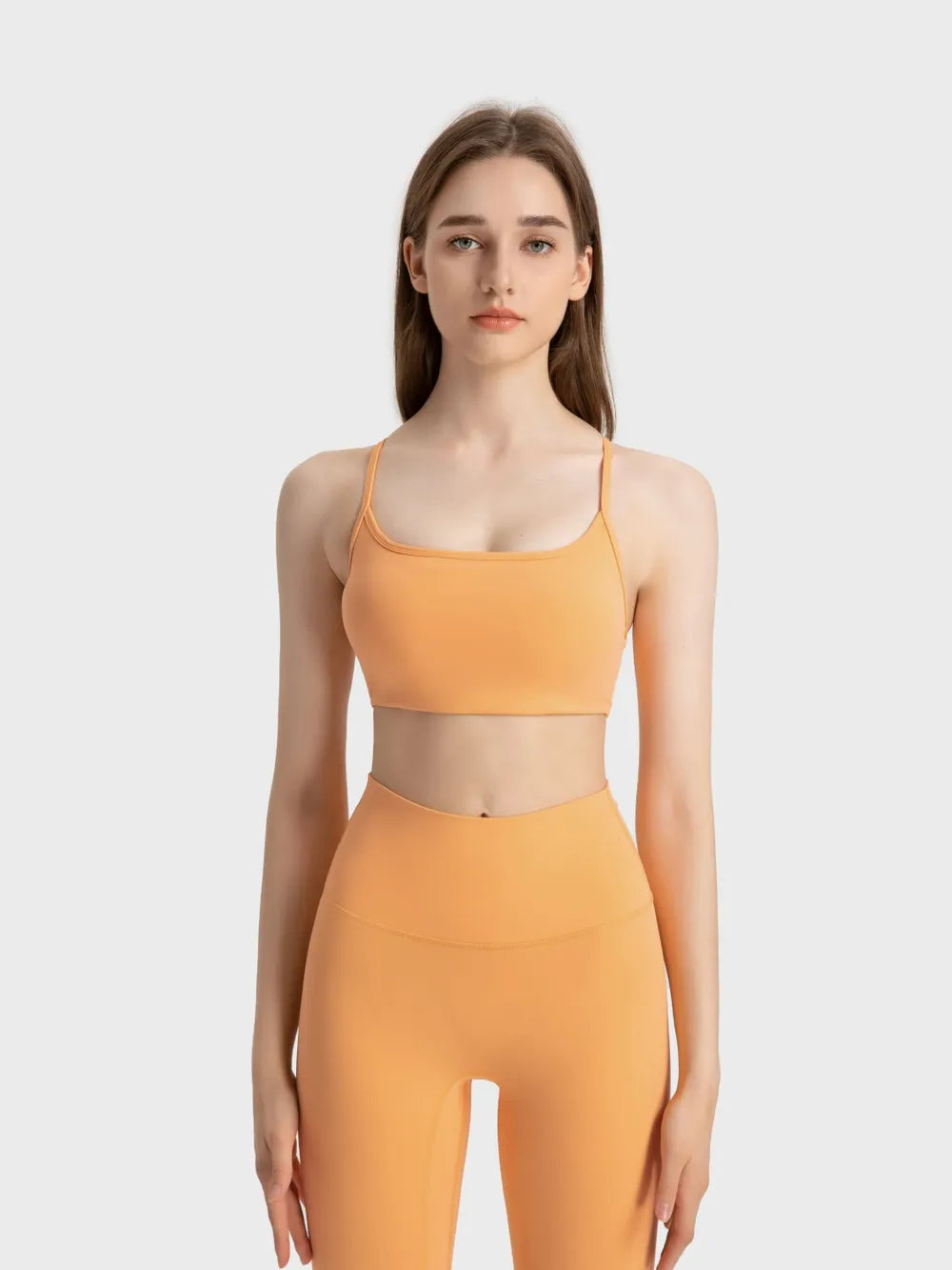 Millennia Crisscross Back Scoop Neck Active Cami with Detachable Chest Pads 