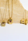 Heart Zircon Box Pendant Copper Necklace 