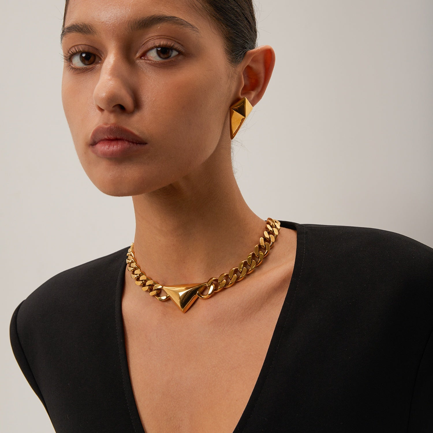 Stainless Steel 18K Gold-Plated Geometric Earrings 