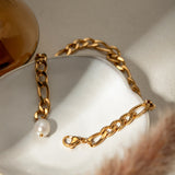 Stainless Steel Chain Pearl Anklet Bracelet 
