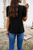 Devine Ruched Mock Neck Short Sleeve Blouse 