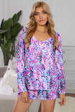 Round Neck Printed Top and Shorts Lounge Set Lingerie & Nightwear
