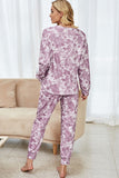 Shiny Tie-Dye Long Sleeve Top and Drawstring Joggers Lounge Set Lingerie & Nightwear