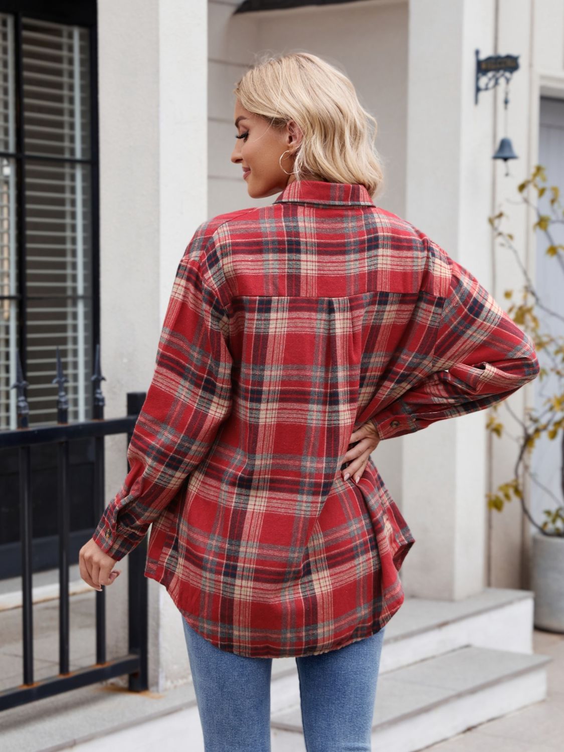 Mandy Plaid Button Up Long Sleeve Shirt 