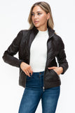 YMI Faux Layered Double-Zipper Jacket with Fuzzy Hood 