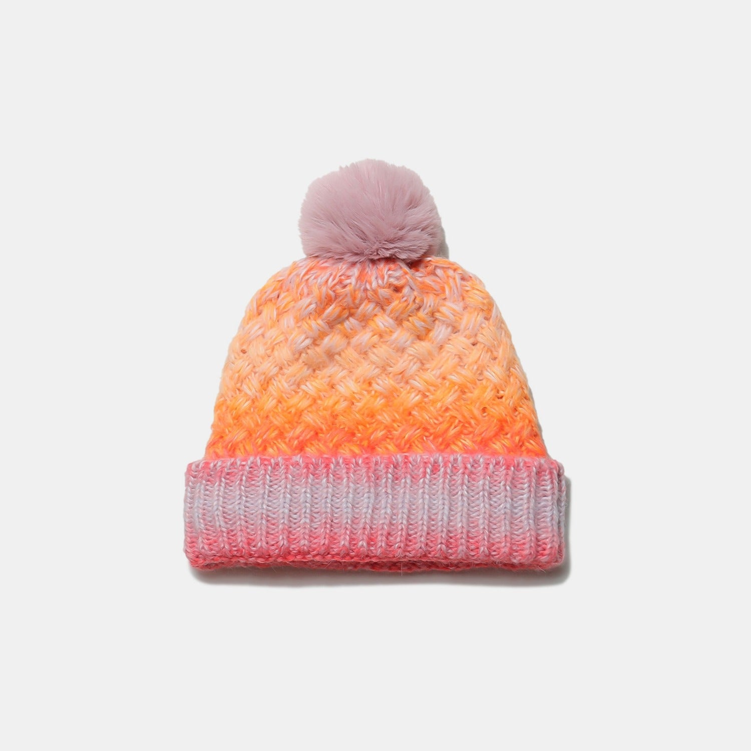 Gradient Knit Hat with Pompom 