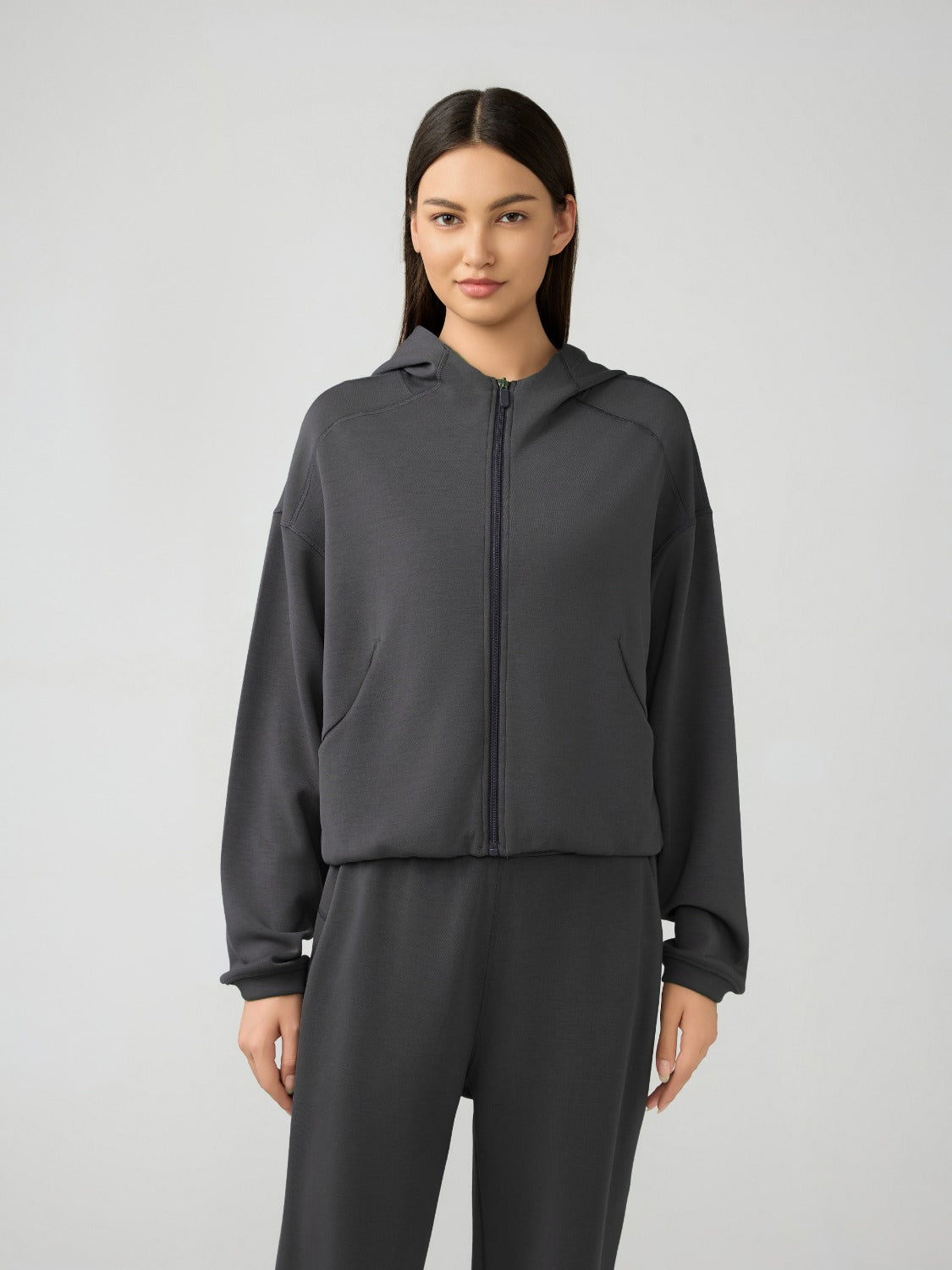 Millennia Zip Up Dropped Shouder Active Hooded 