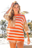BiBi American Flag Round Neck Knit Top 