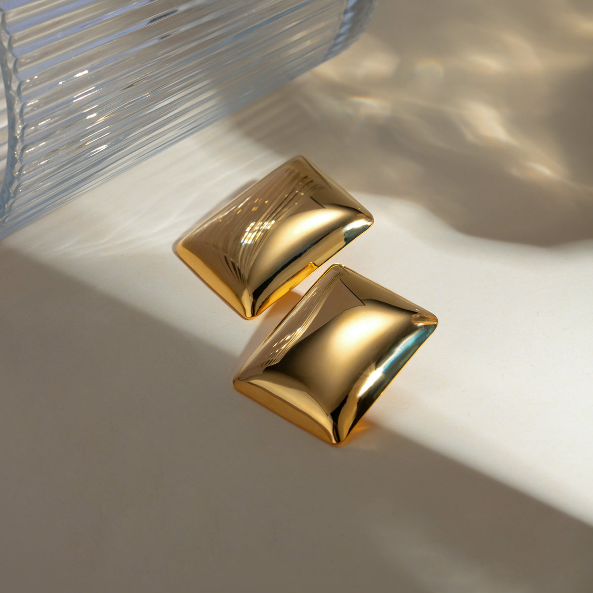 Stainless Steel Rectangular Stud Earrings 