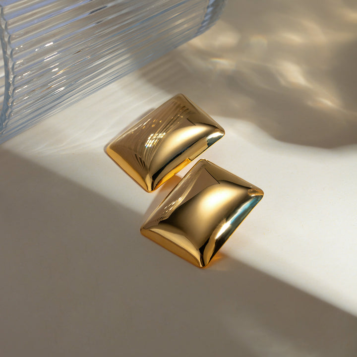 Stainless Steel Rectangular Stud Earrings 