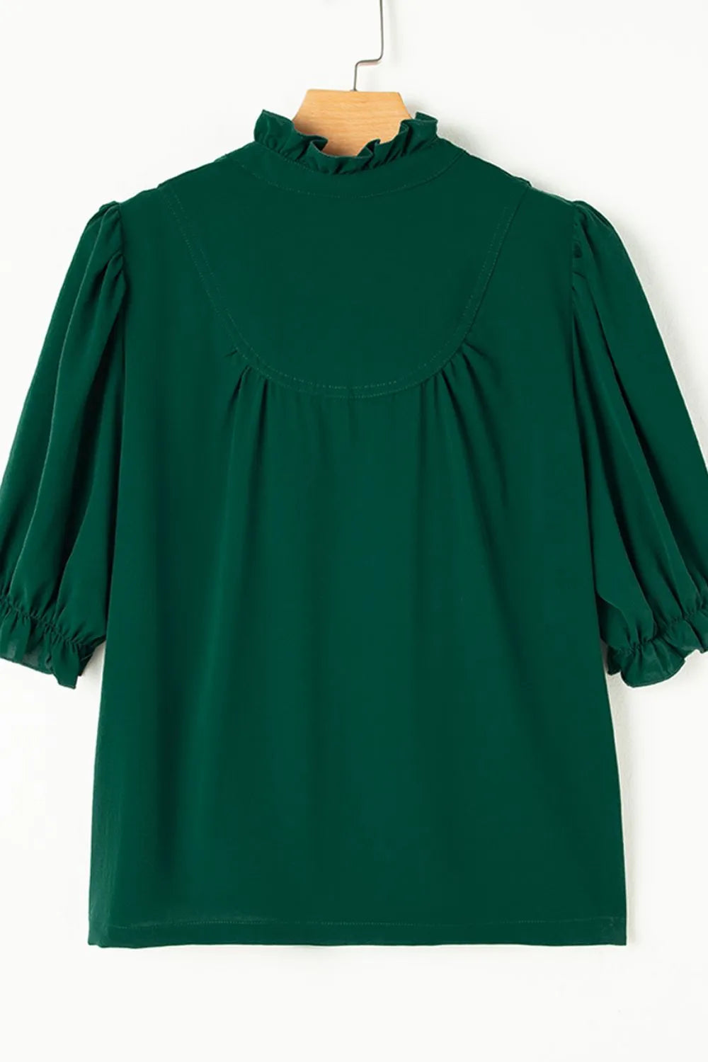 Puff Sleeve Frilled Trim Elegant Blouse 