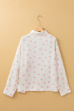 Heart Print Collared Neck Long Sleeve Shirt 